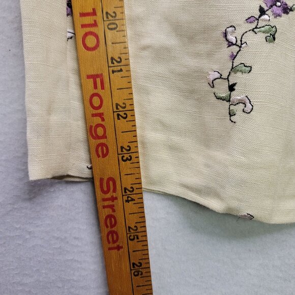 Cutter & Buck Size 14 Chino Linen Rayon Cream Floral Embroidered Lined Pants - Picture 12 of 12